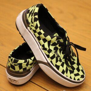 GLOW-IN-THE-DARK VANS - Size 8, Green Checker Era Stacked Warped Tour Shoes